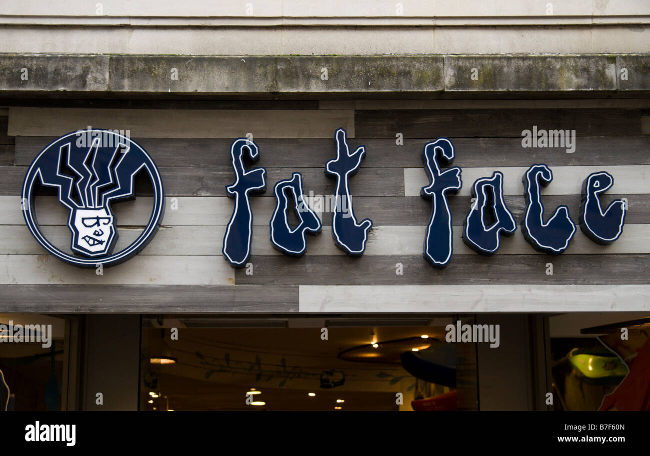 The shop front to the Fat Face store in Oxford, England. Jan 2009 Stock Photo