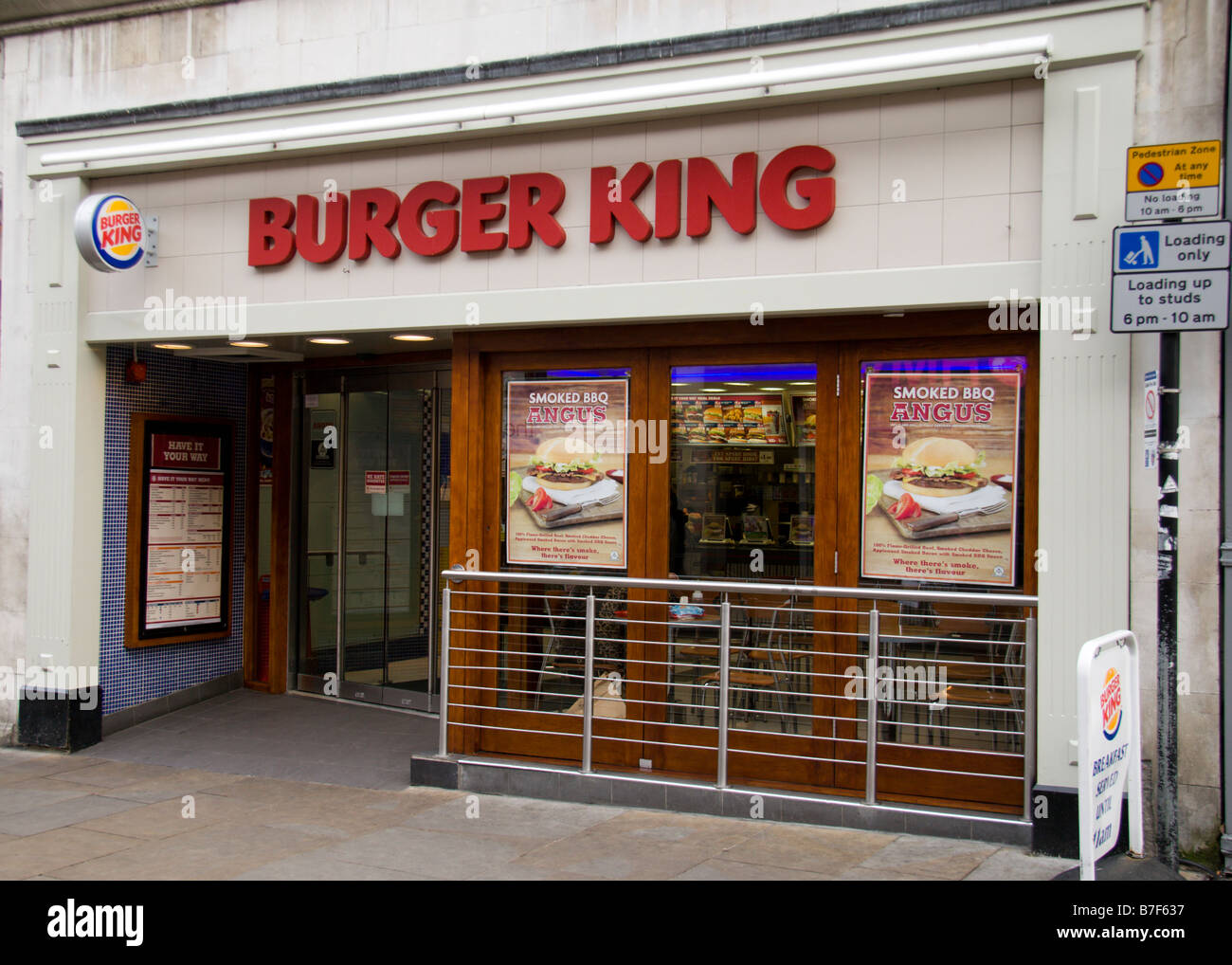 The store front of a Buger King fast food restaurant in Oxford England. Jan 2009 Stock Photo