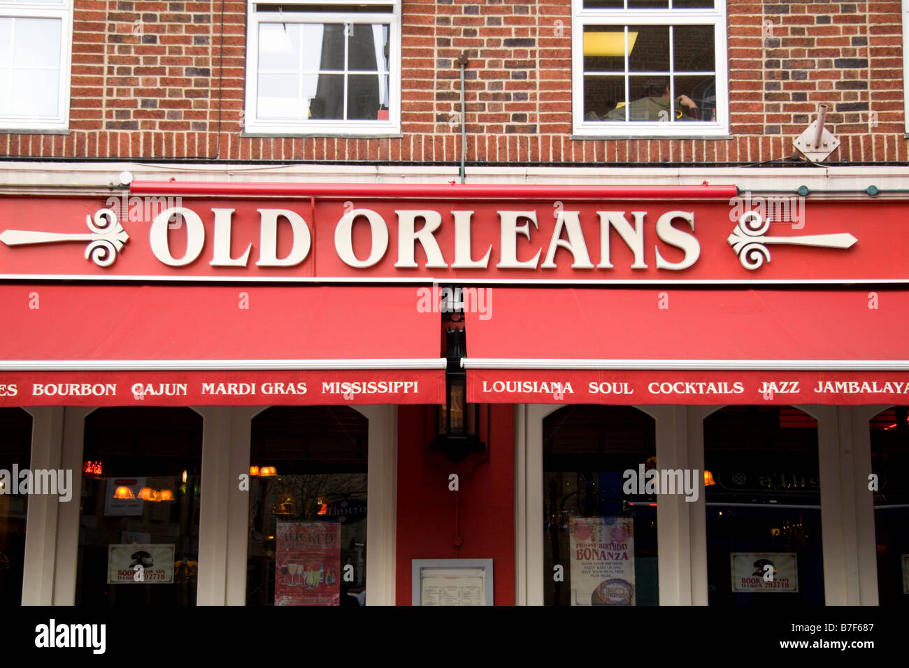 The front view of an Old Orleans restaurant in Oxford, England. Jan 2009 Stock Photo