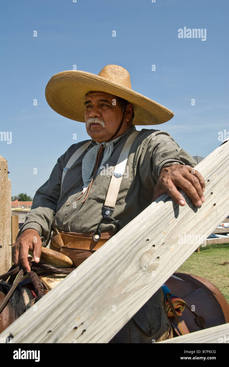 Texas Fort Worth Stockyards National Historic District Hispanic American cowboy riding horse