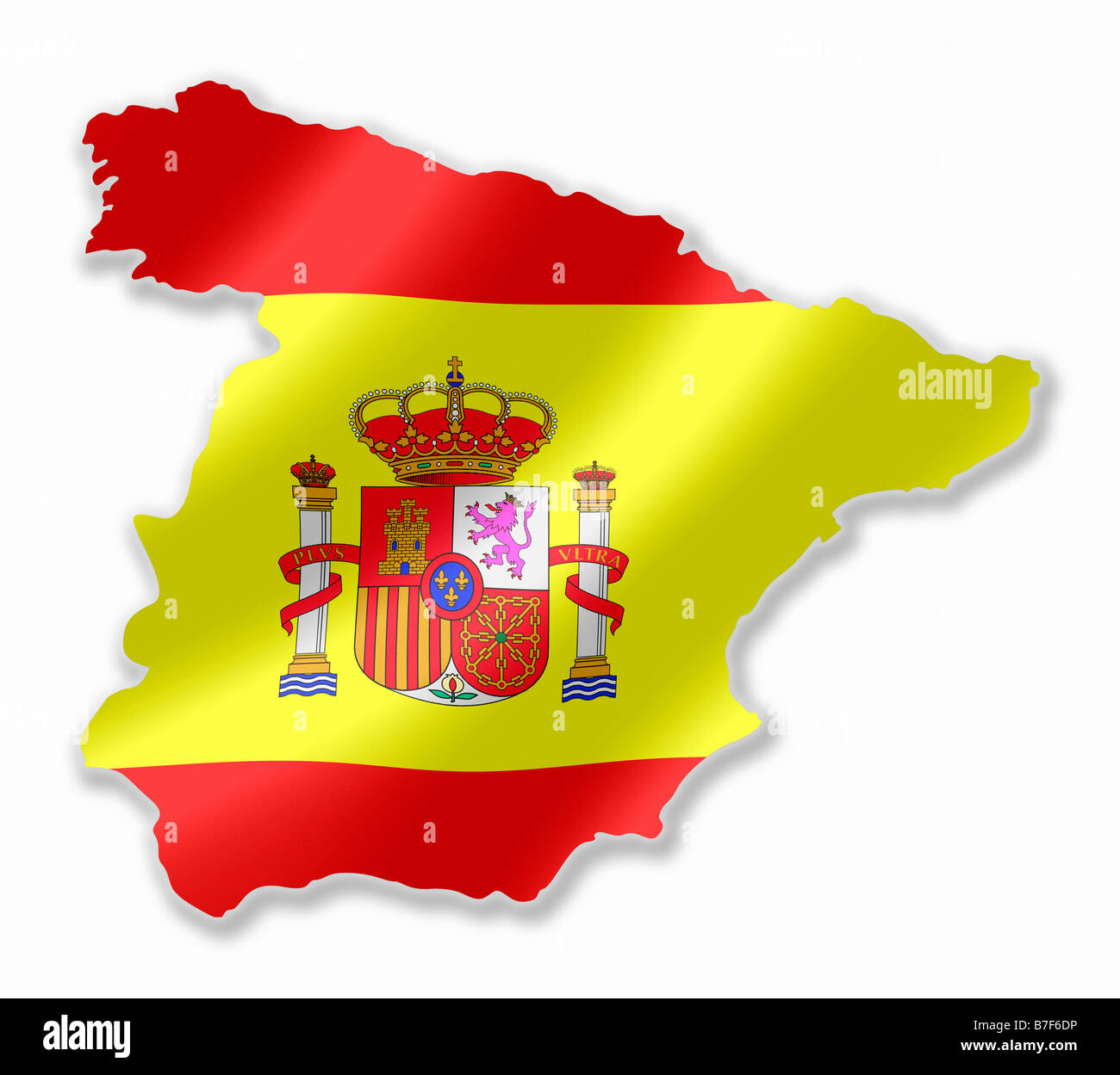 Spain Spanish Country Map Outline With National Flag Inside Stock Photo