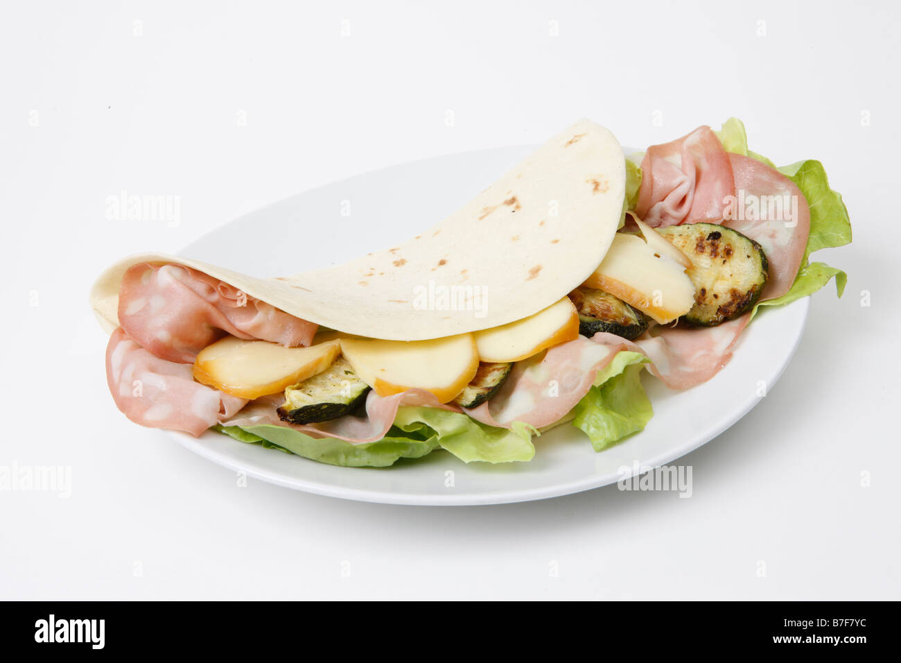 Piadina with Cheese mortadella and Vegetables Stock Photo Alamy