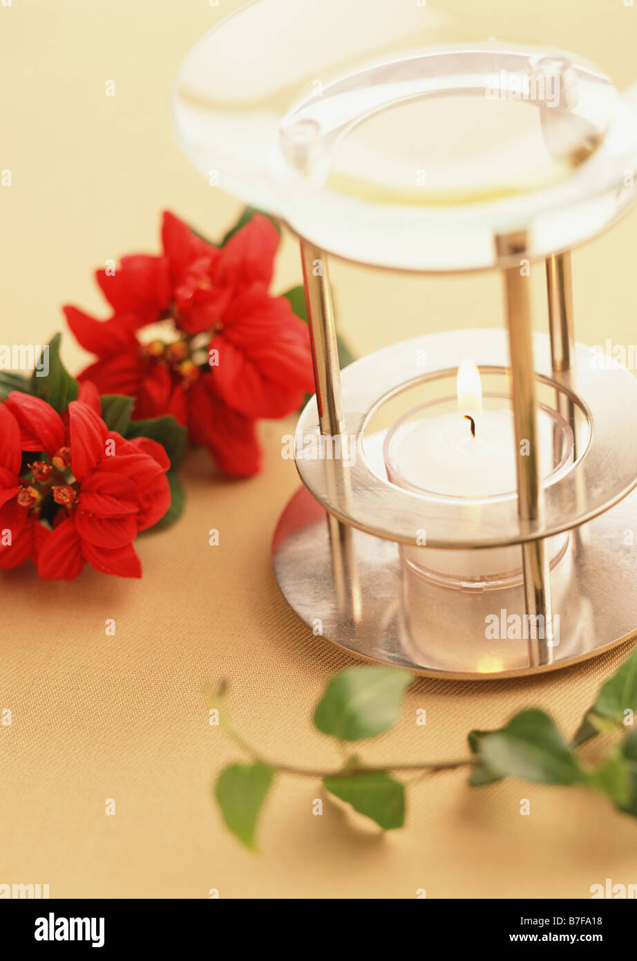 Aroma scented candle and oil burner Stock Photo Alamy