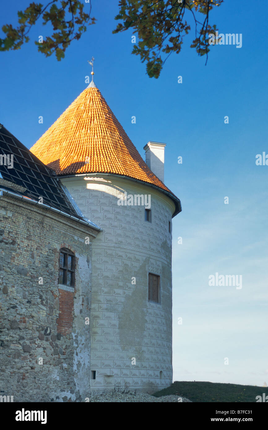 Restored tower at castle in Bauska Latvia Stock Photo