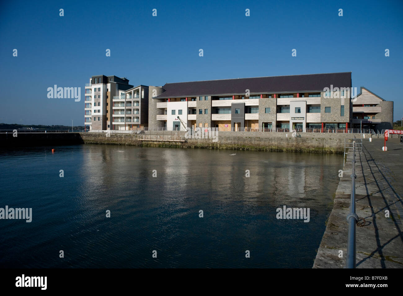 The new Victoria Dock complex and yacht marina Caernarfon next to the