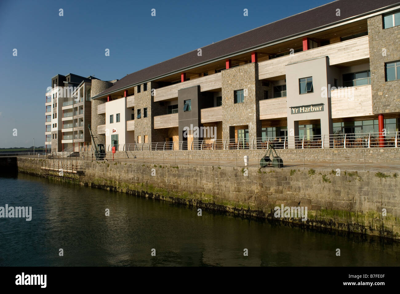 The new Victoria Dock complex and yacht marina Caernarfon next to the