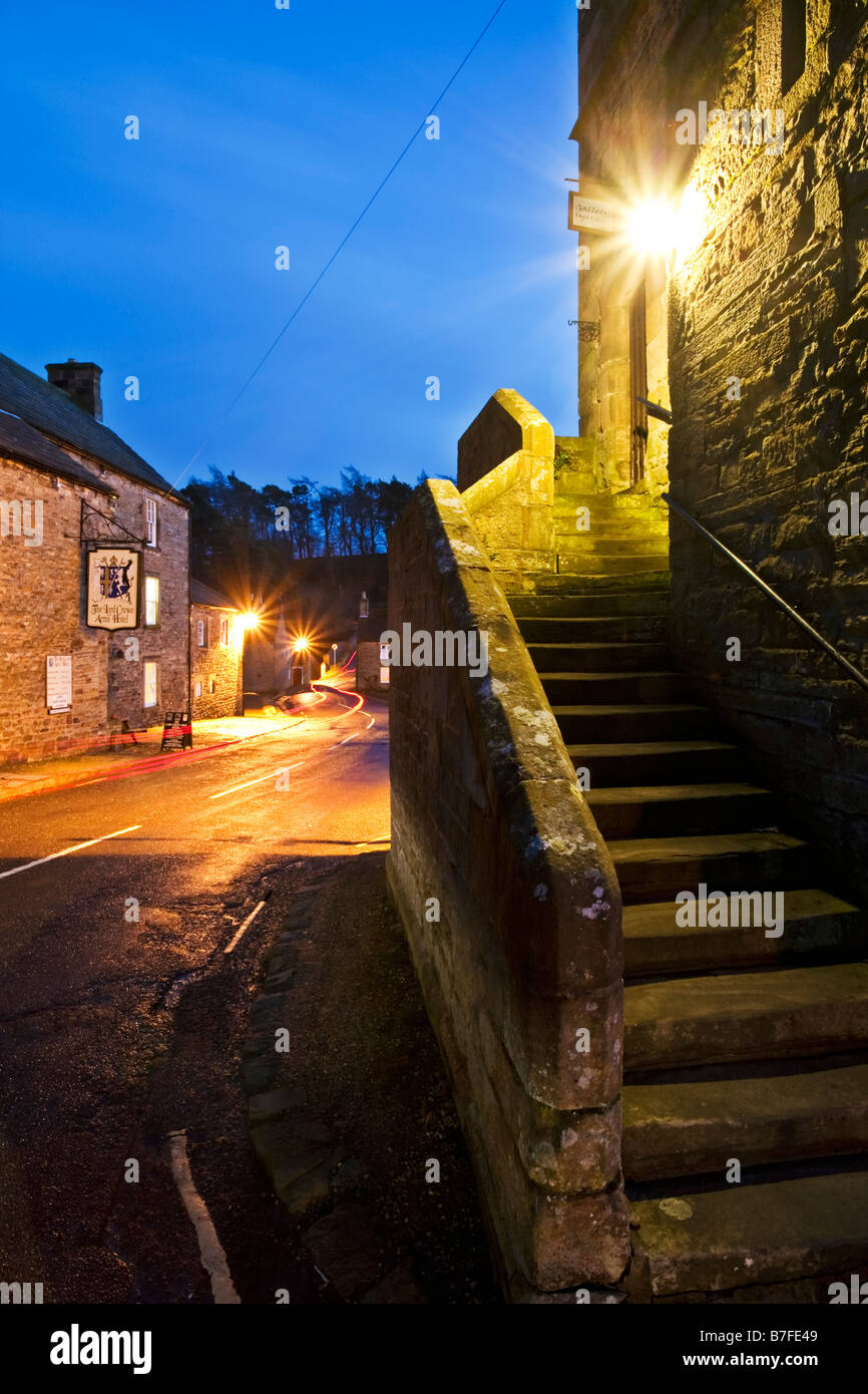 Steps to the 'Gallery Upstairs' a popular visitor attraction in the village of Blanchland, Northumberland, England Stock Photo