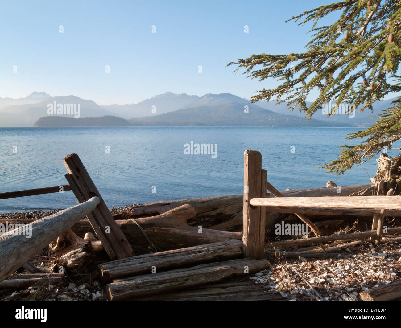 Trail to the Beach on Hood Canal, Seabeck, Washington. Looking at the