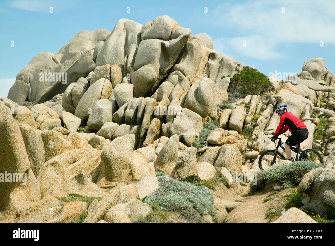Mountain biking in Sardinia Stock Photo