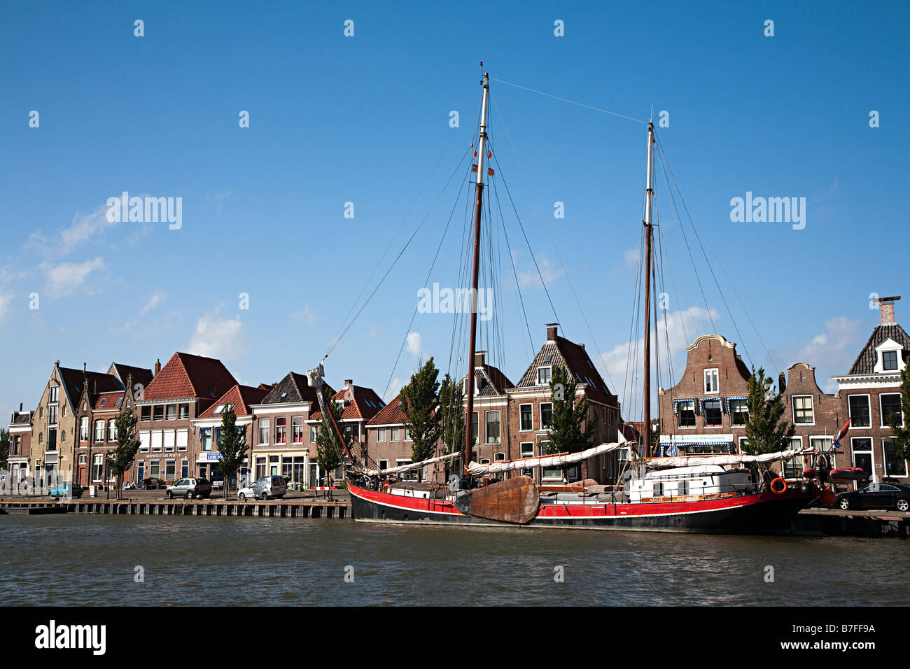 Fishing boat in Zuiderhaven (Southern Harbour) Harlingen Friesland Netherlands Stock Photo