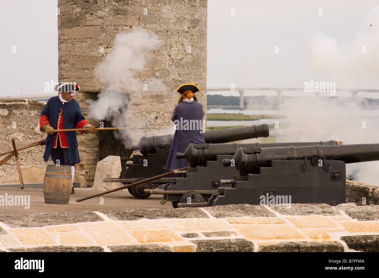 Castillo De San Marco cannon Fire. St. Augustine, Florida Stock Photo ...