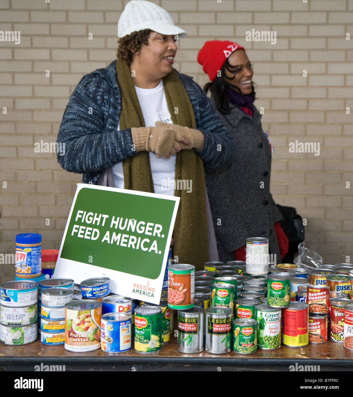 Volunteers Collect Canned Goods for Food Banks Stock Photo