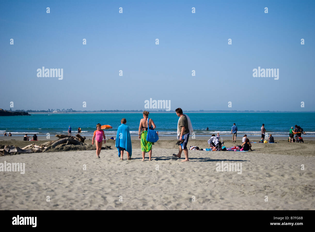 Beach scene, Caroline Bay, Timaru, Canterbury, New Zealand Stock Photo