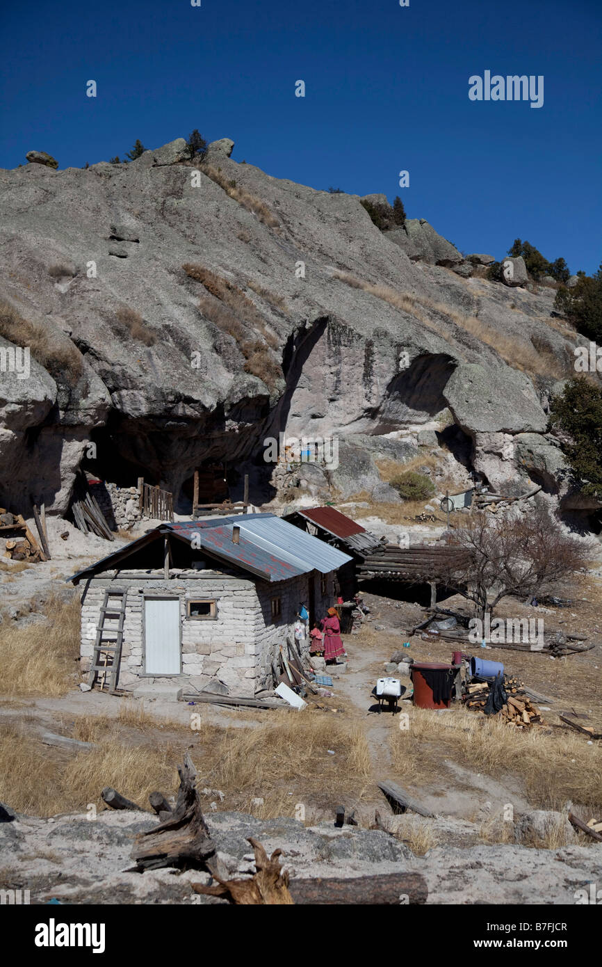 Tarahumara indian village Creel Copper Canyon Chihuaua Mexico Stock
