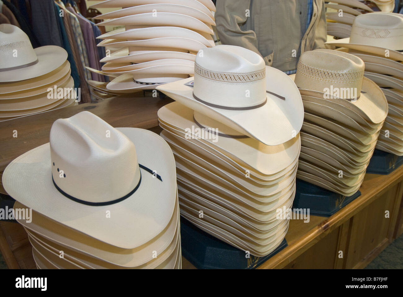 Texas Fort Worth Stockyards National Historic District M L Leddy Western Wear Store Cowboy Hats Stock Photo Alamy
