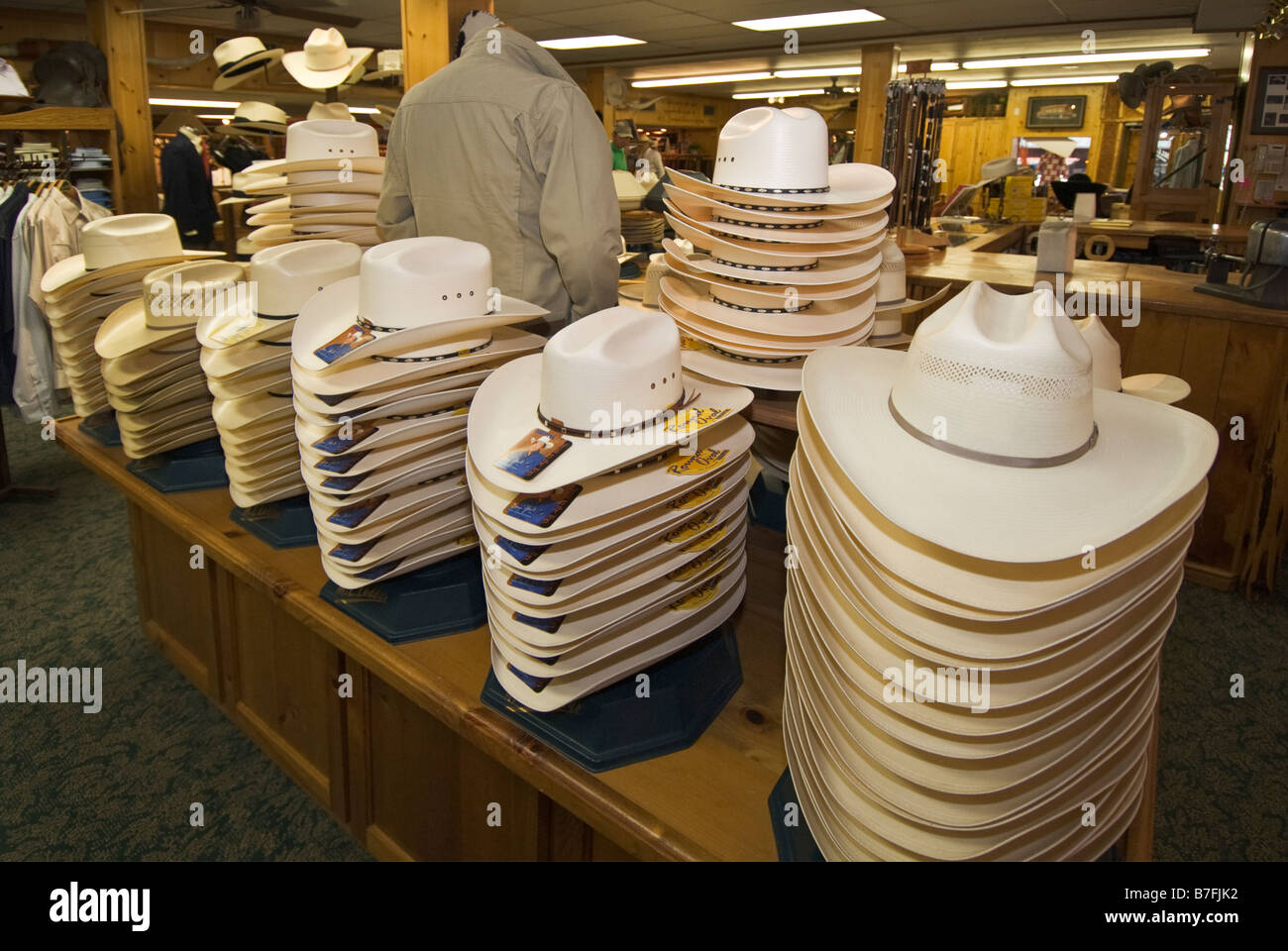 Texas Fort Worth Stockyards National Historic District M L Leddy Western Wear Store Cowboy Hats Stock Photo Alamy