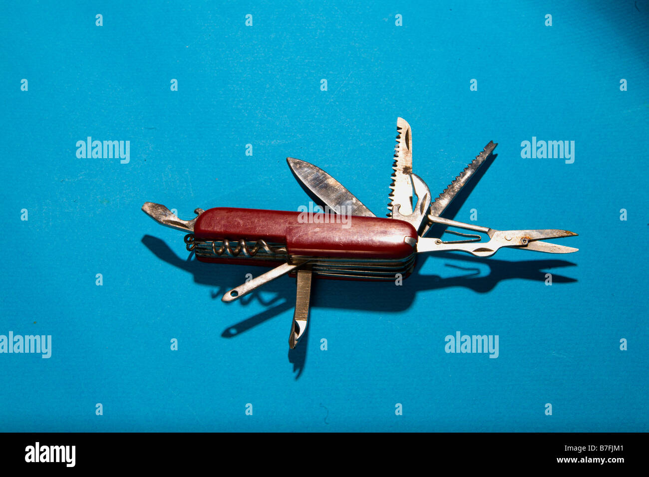 Swiss army knife shows many blades and tools Stock Photo Alamy