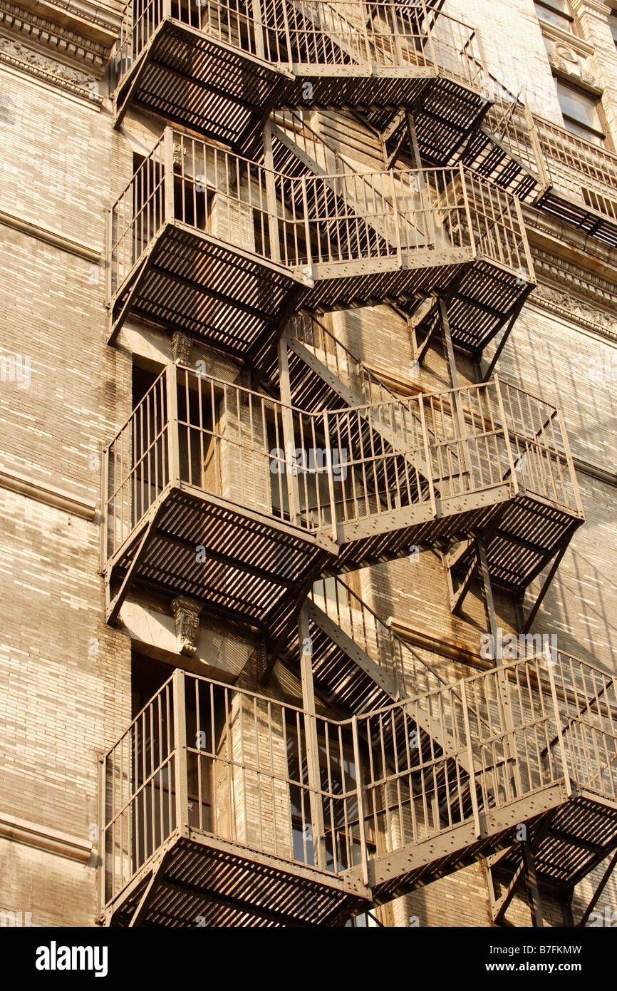 External stair case fire escape USA NYC Stock Photo Alamy