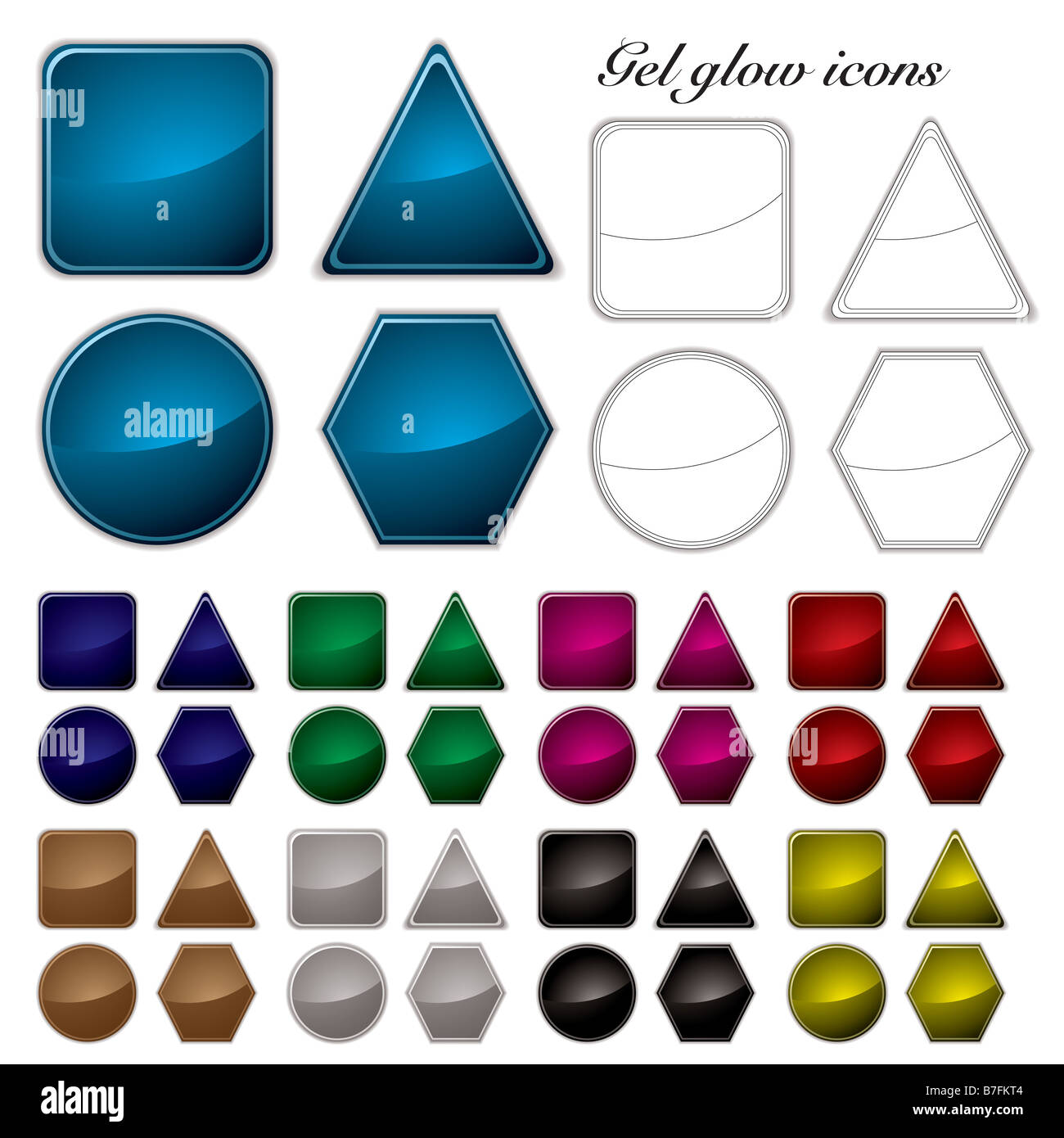 Collection of four icons with many variations of colour Stock Photo - Alamy