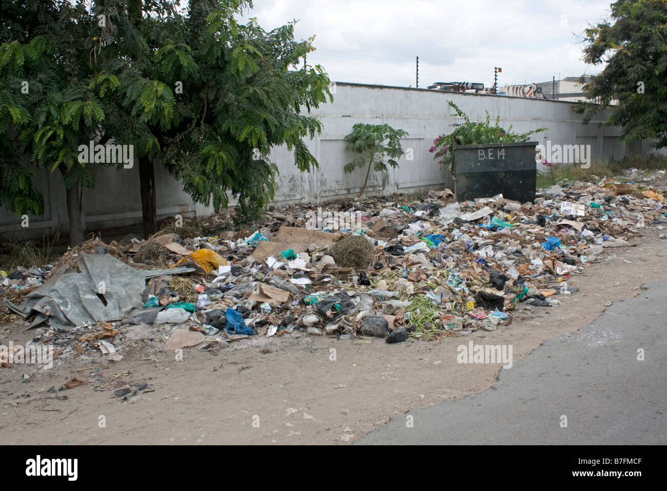 Plastic litter dumped on roadside Mombasa Kenya Stock Photo Alamy