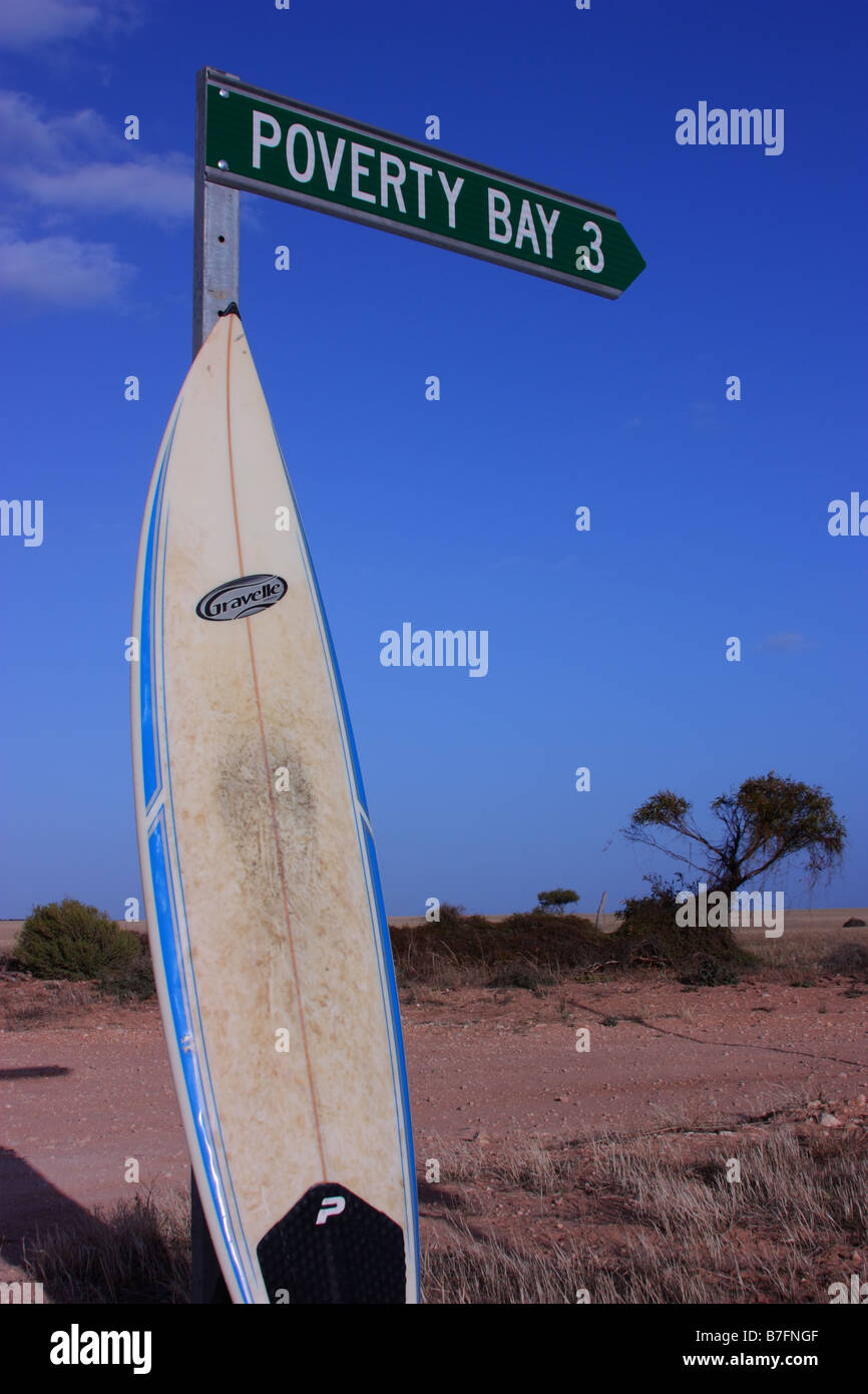 surfboard and sign Stock Photo