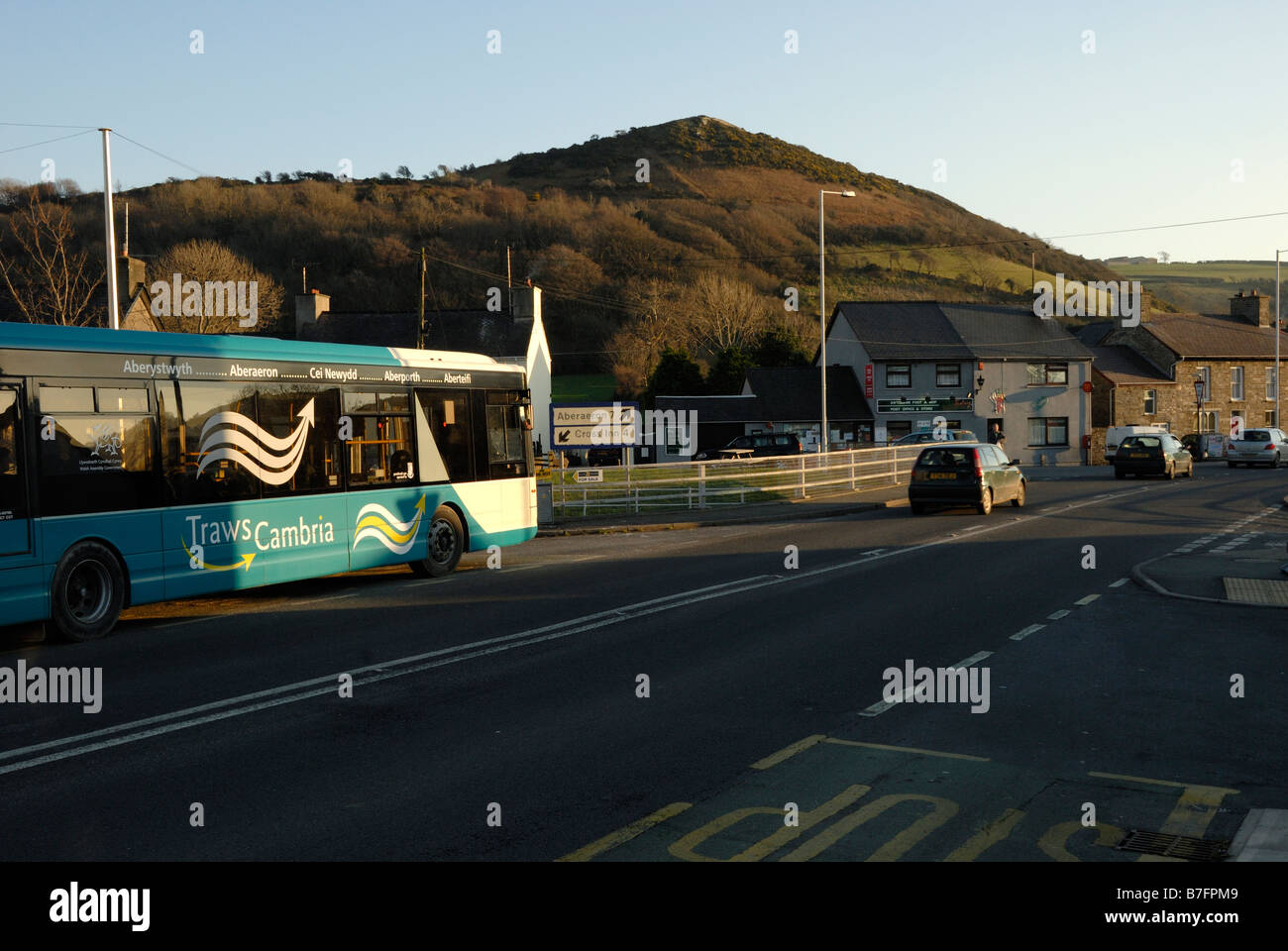 Trawscambria bus at Llanrhystud Ceredigion Stock Photo