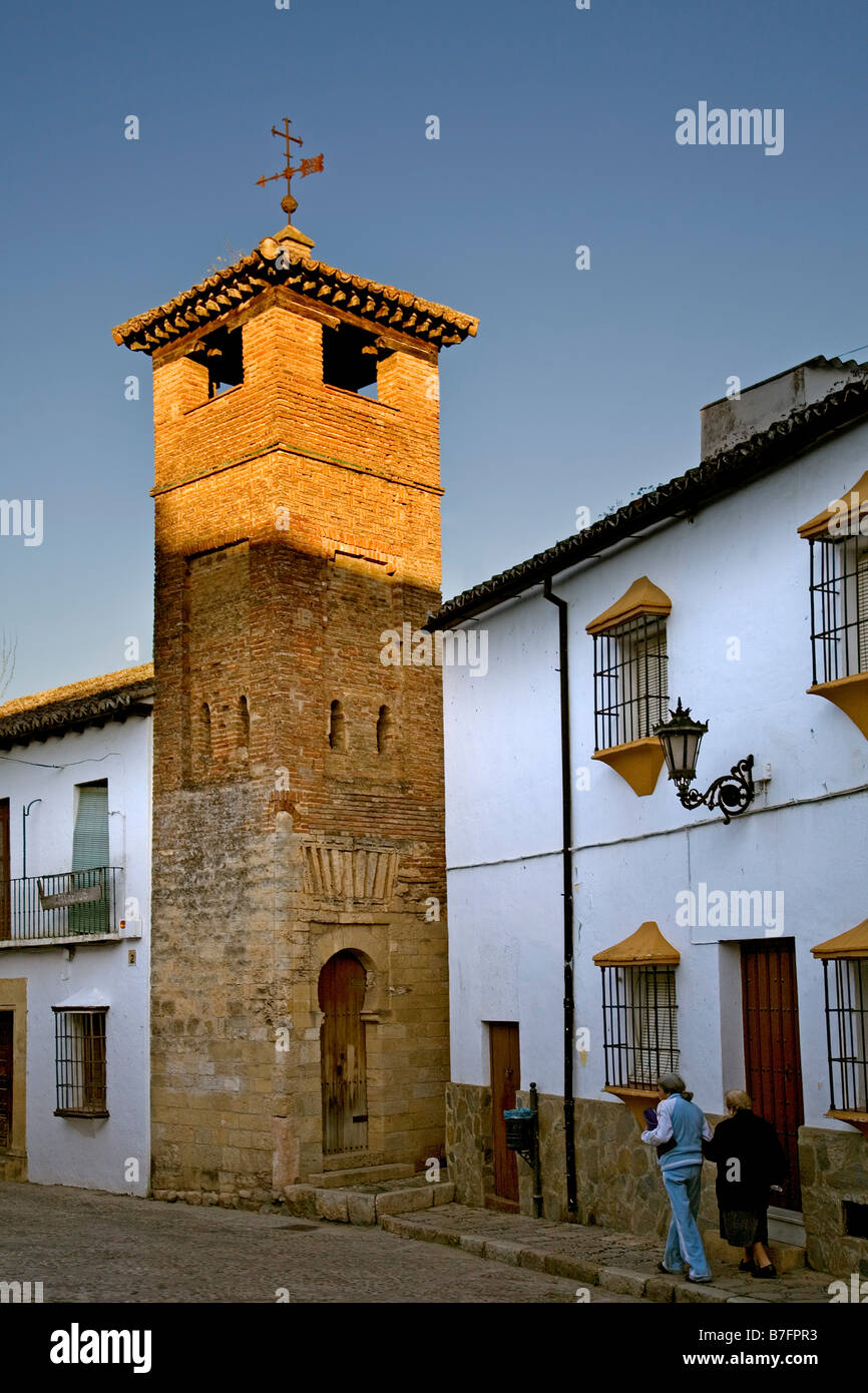 Minaret of San Sebastian Old Mosque Ronda Serrania de Ronda Malaga Andalusia Spain Stock Photo