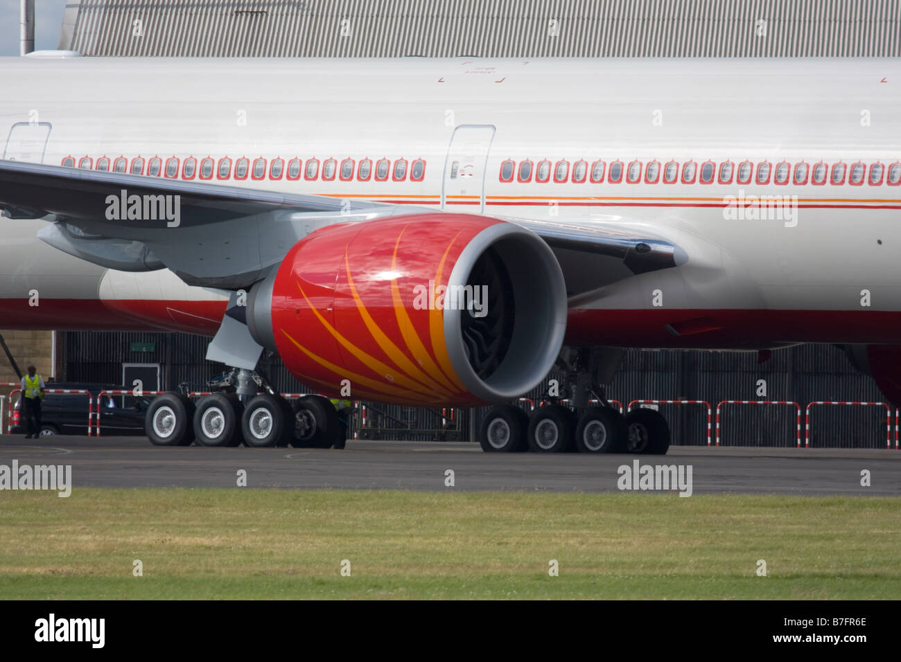 The world's most powerful jet engine General Electric GE90 of Air India Boeing 777-337/ER Stock Photo