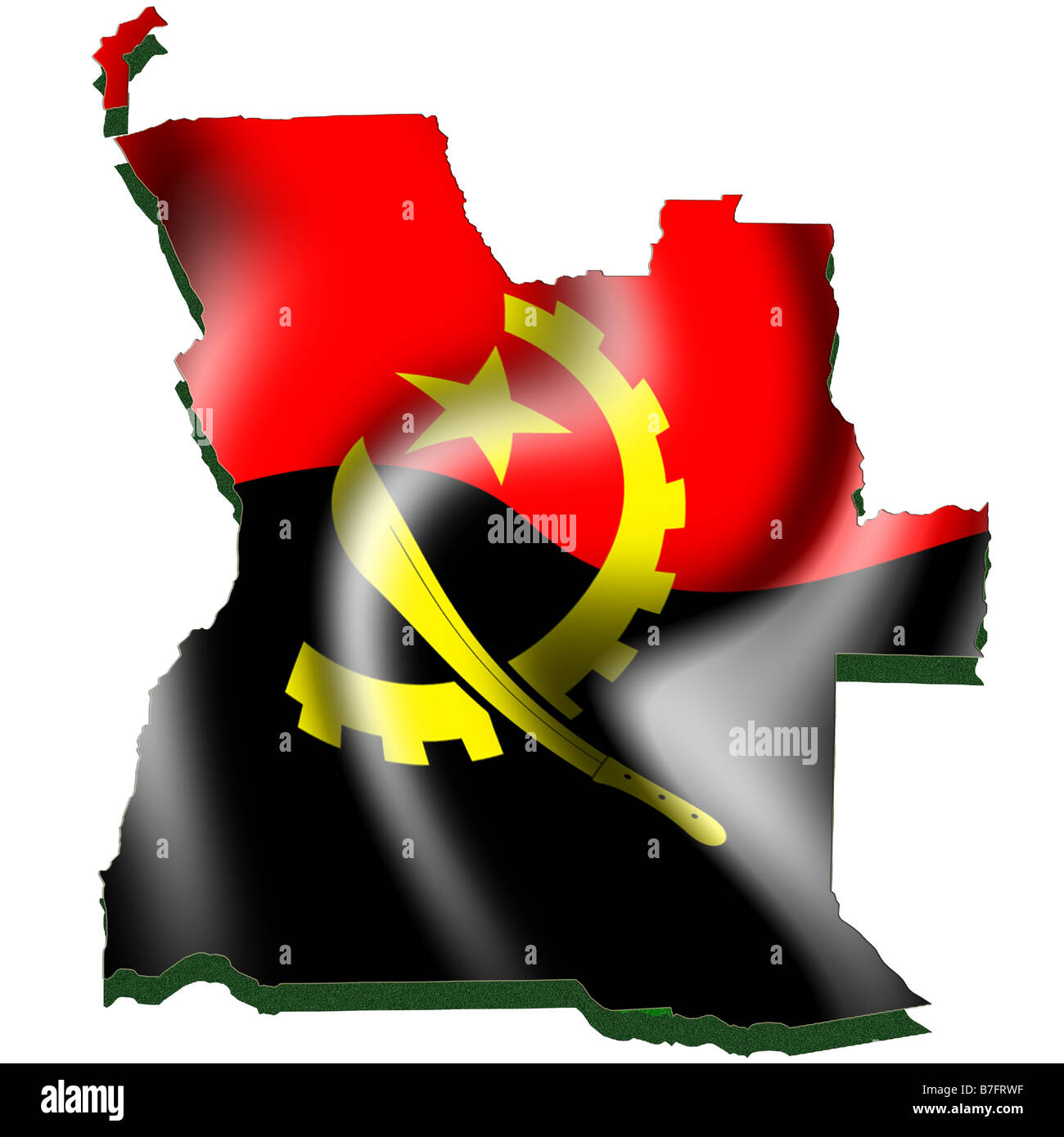 Outline map and flag of Angola Stock Photo