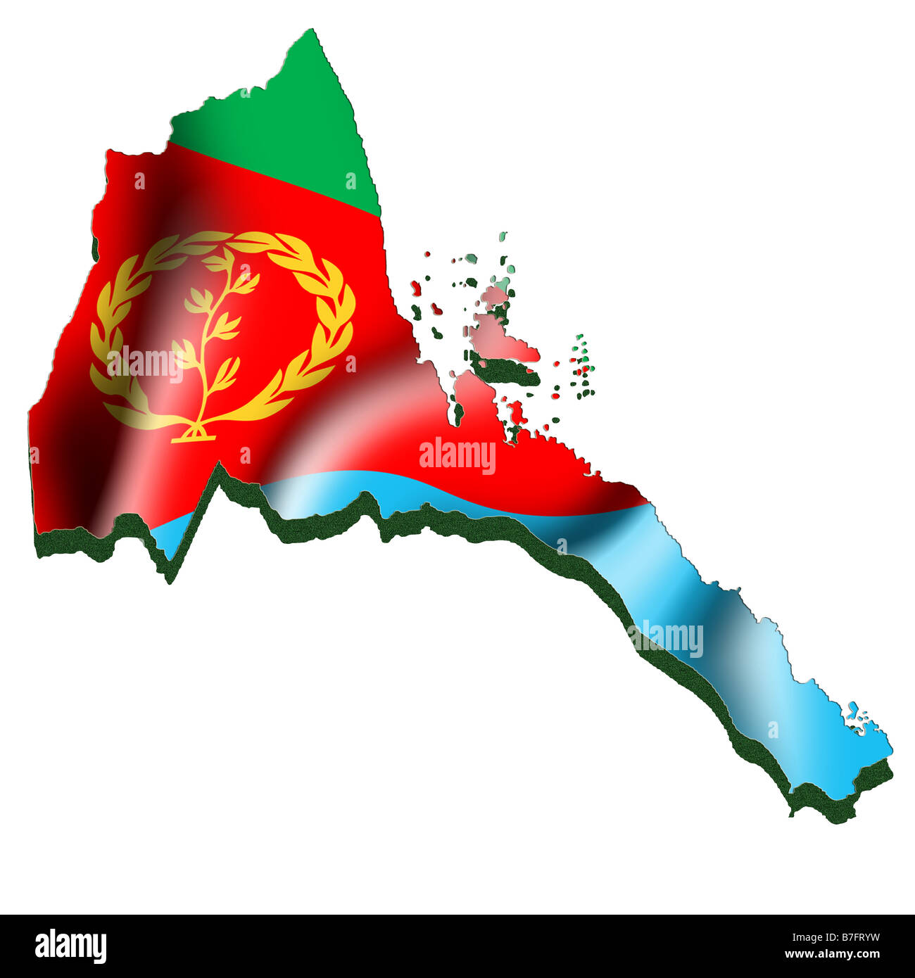 Outline Map And Flag Of Eritrea B7FRYW 