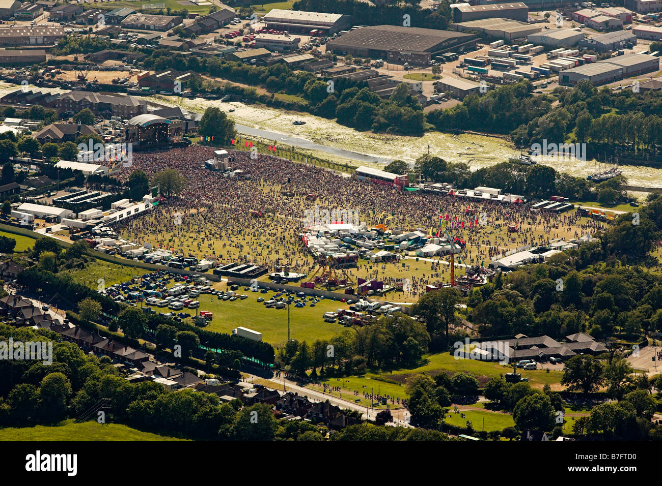 The Isle of Wight Festival from the air Stock Photo