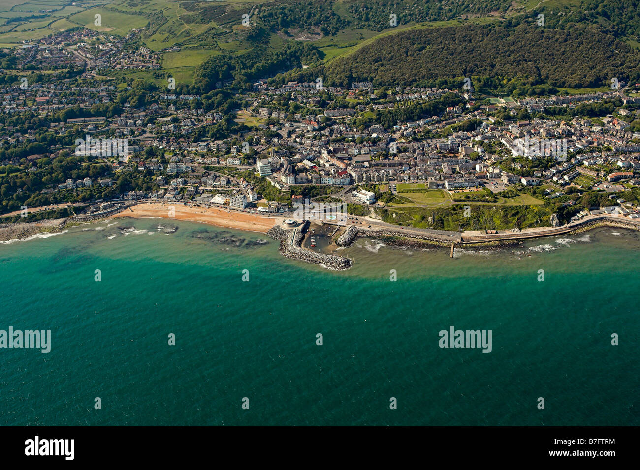 Ventnor on the Isle of Wight from the air Stock Photo