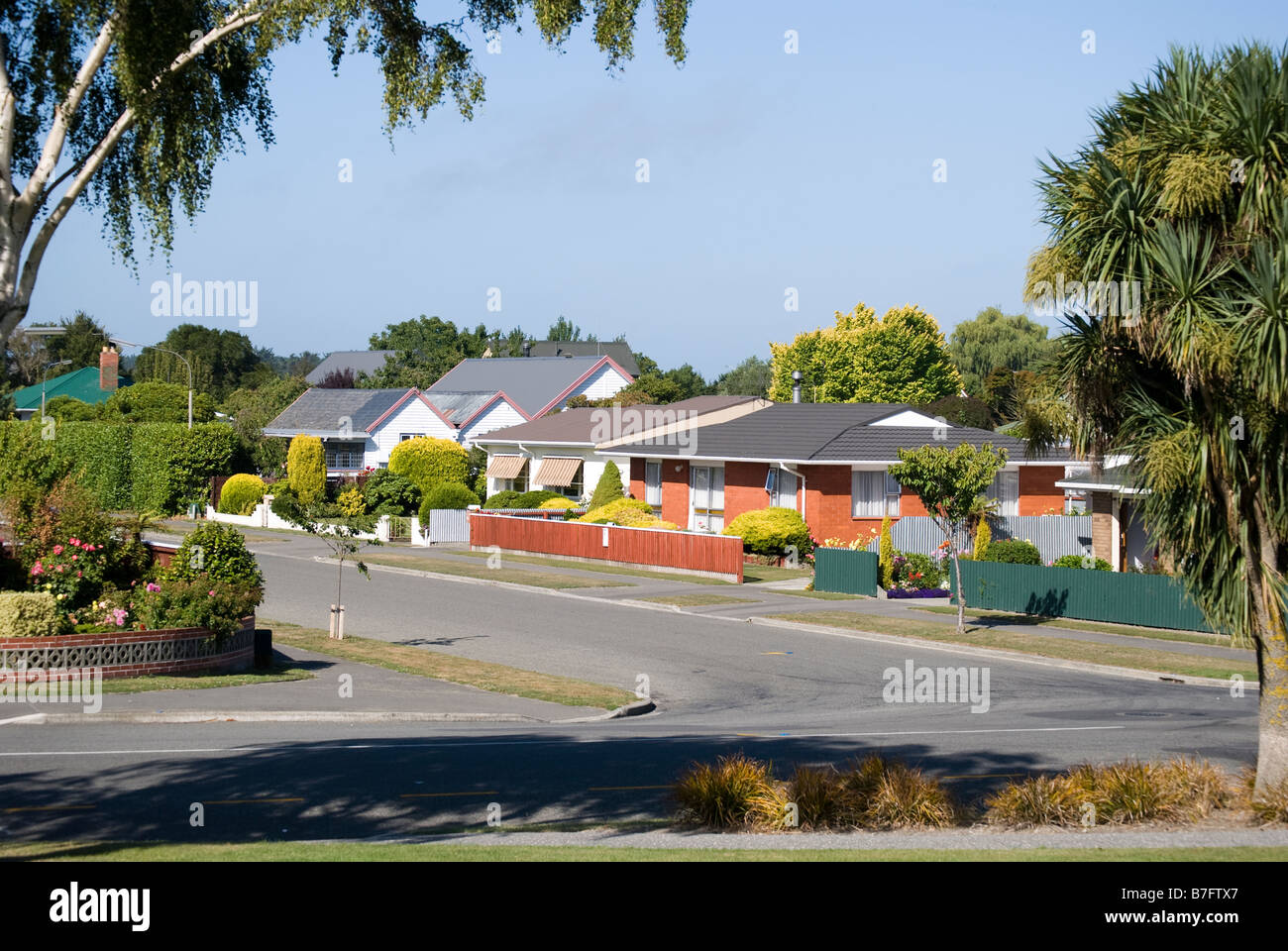 Residential street, Jones Street, Kaiapoi, Waimakariri District, Canterbury, New Zealand Stock Photo