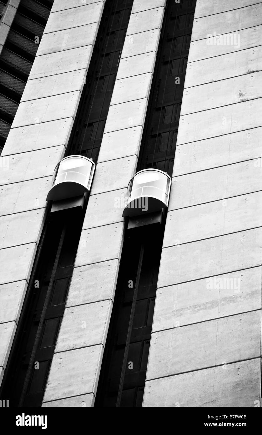 Skyscraper detail dynamic composition including elevators Stock Photo