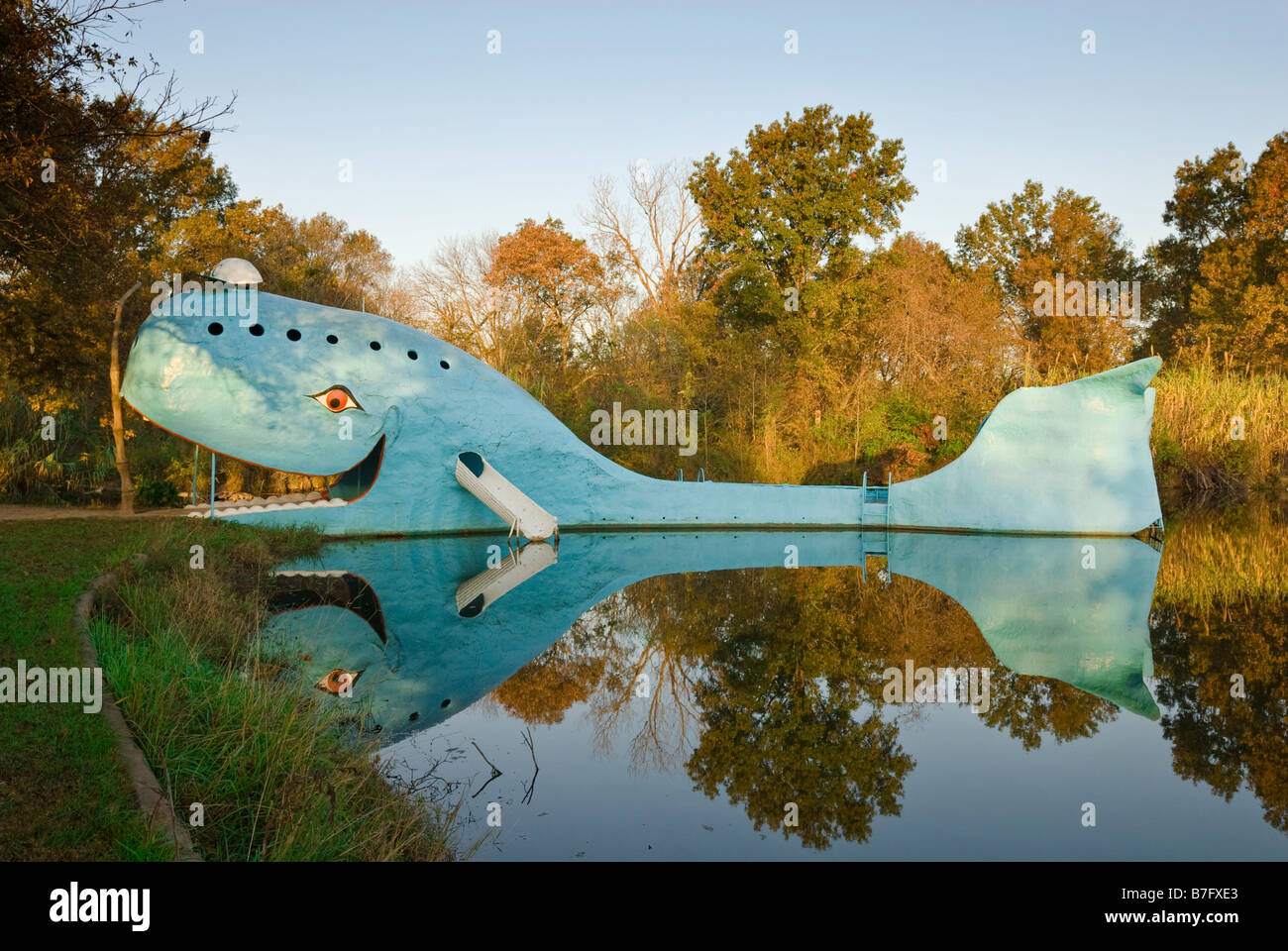 The Blue Whale roadside attraction on Route 66 in Oklahoma, USA. Stock Photo