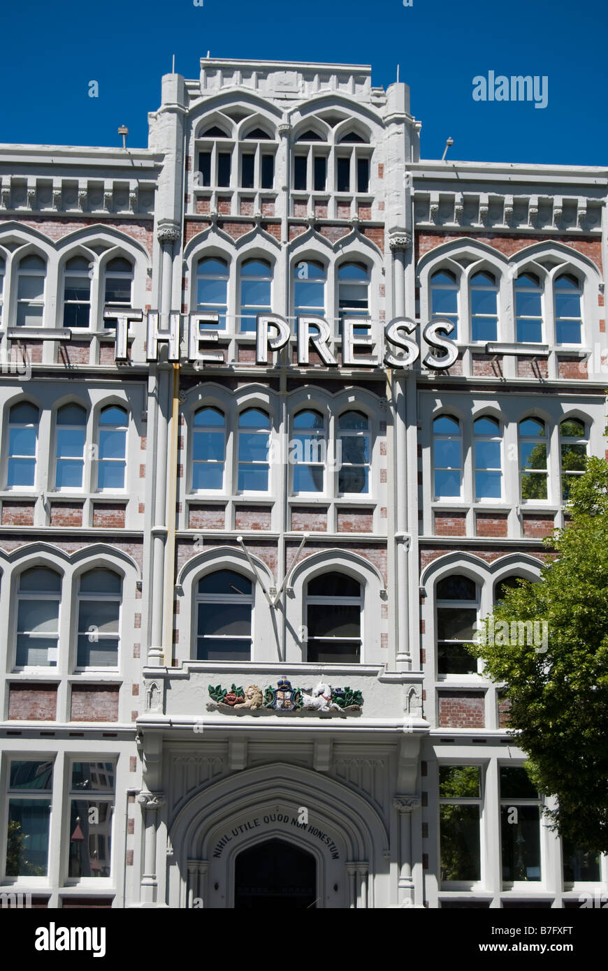 The Press Building, Cathedral Square, Christchurch, Canterbury, New Zealand Stock Photo
