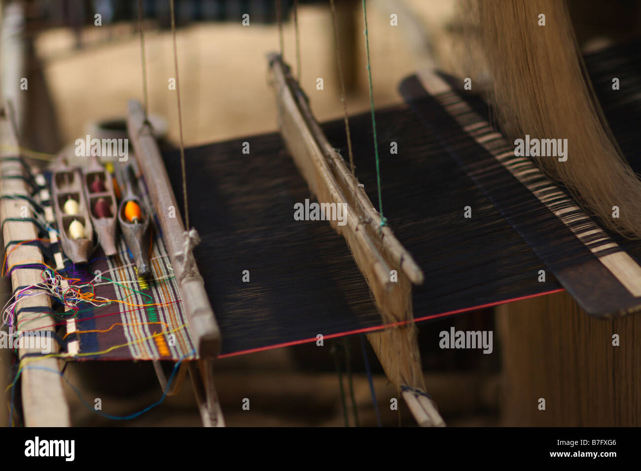 Traditional rug weaving machine Stock Photo Alamy