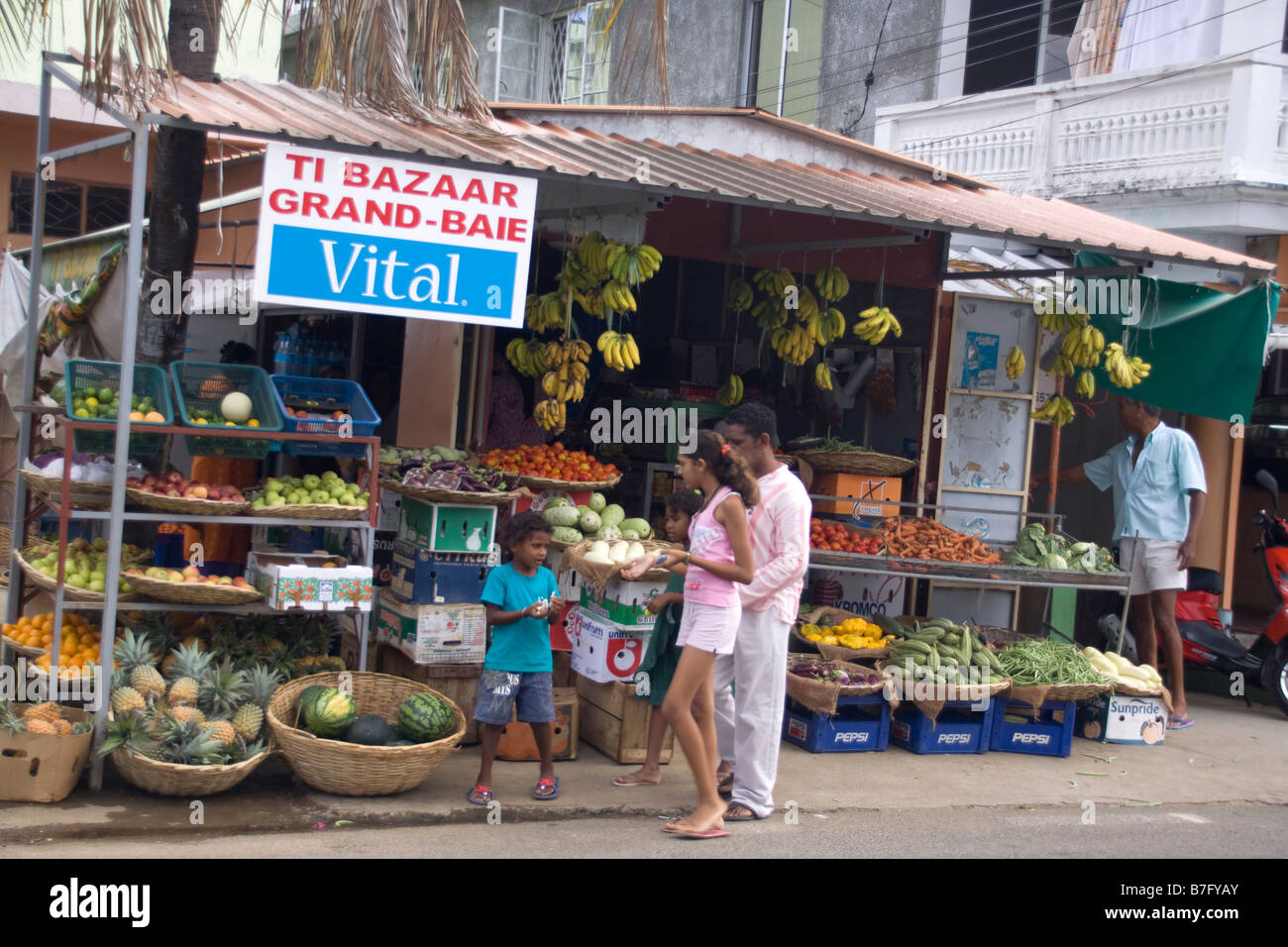 Friut and vegetable store at main street in Grand Baie Mauritius Africa