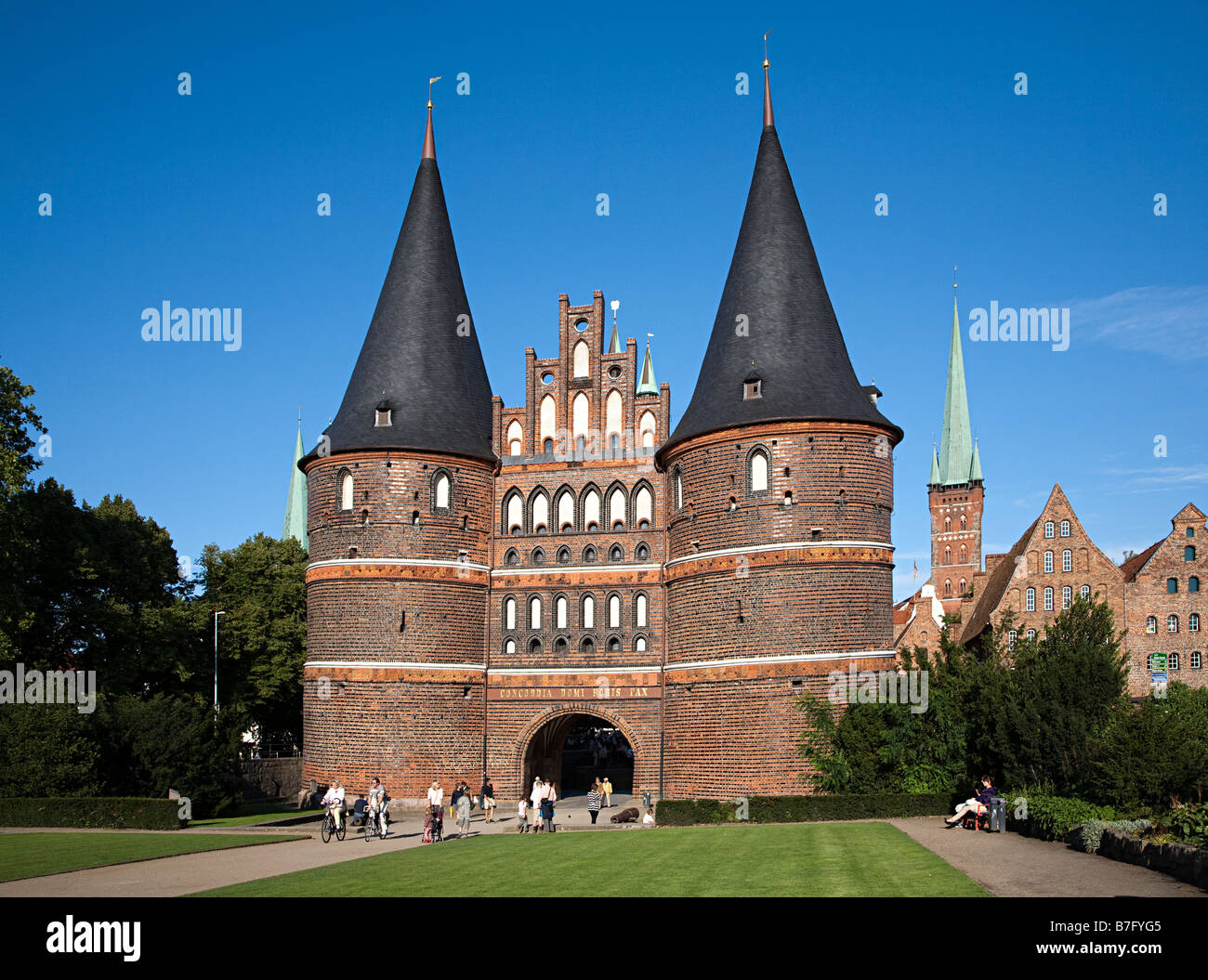 Holstentor city gate with stepped gable Lubeck Germany Stock Photo