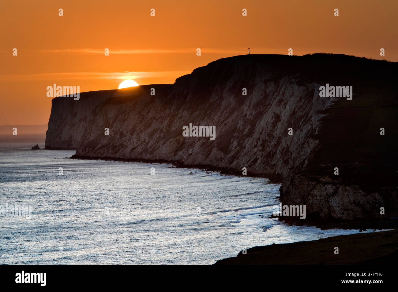 Sunset over Tennyson Down Isle of Wight Stock Photo
