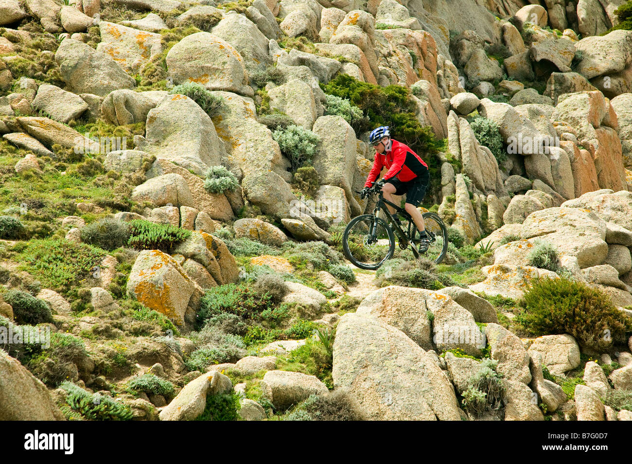 Mountain biking in Sardinia Stock Photo