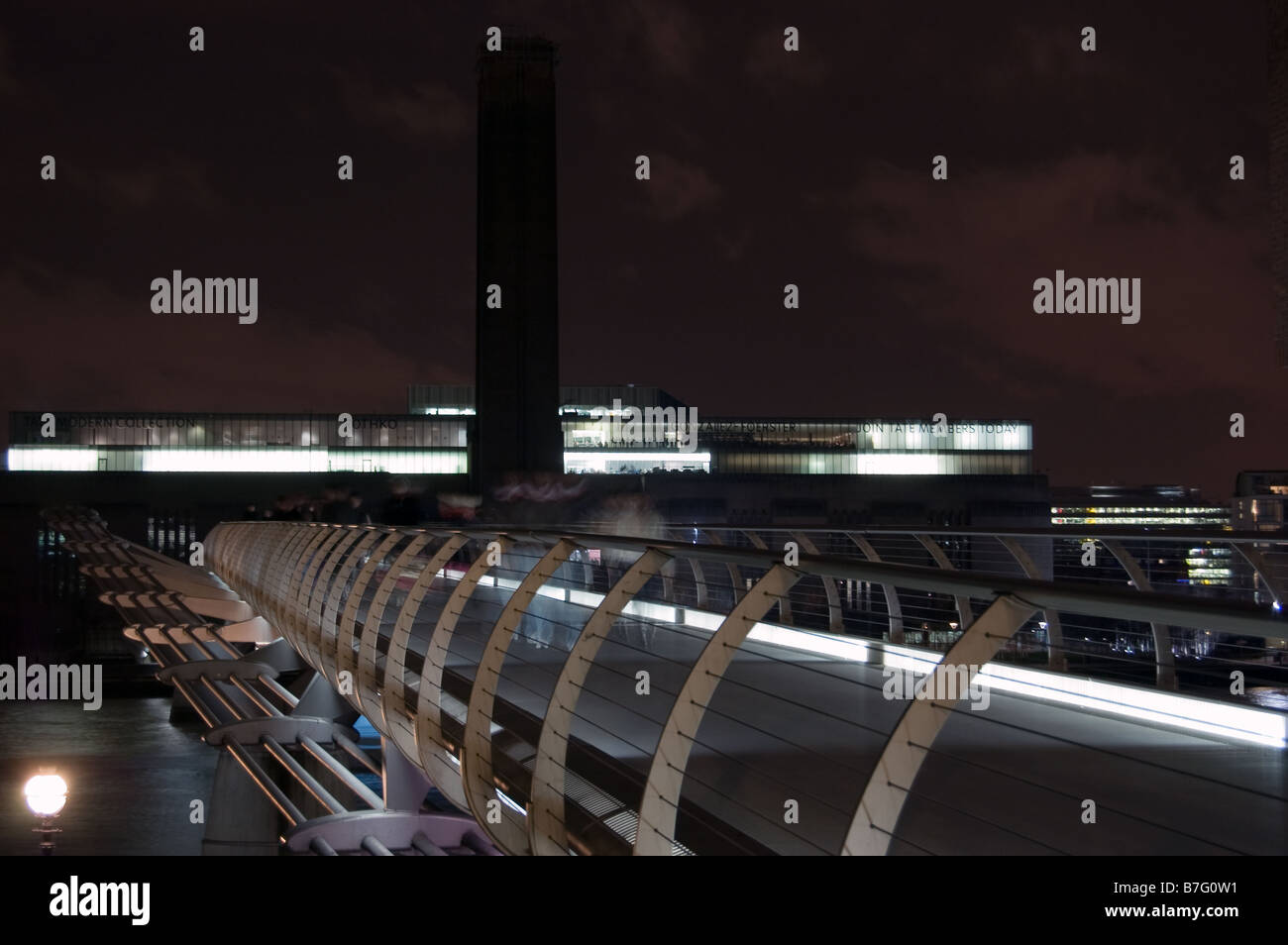 Millennium Bridge at night Stock Photo