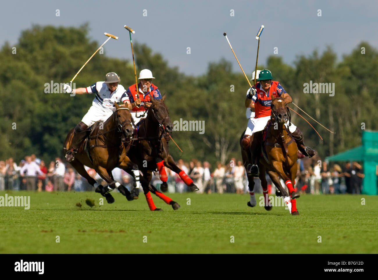 Polo match at Cartier Polo Day, Smith's Lawn, Windsor Great Park Egham Surrey UK Stock Photo