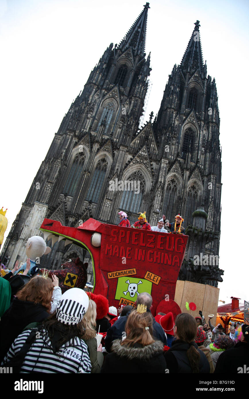 Cologne, Koln Carnival passes infront of the Cathedral Stock Photo
