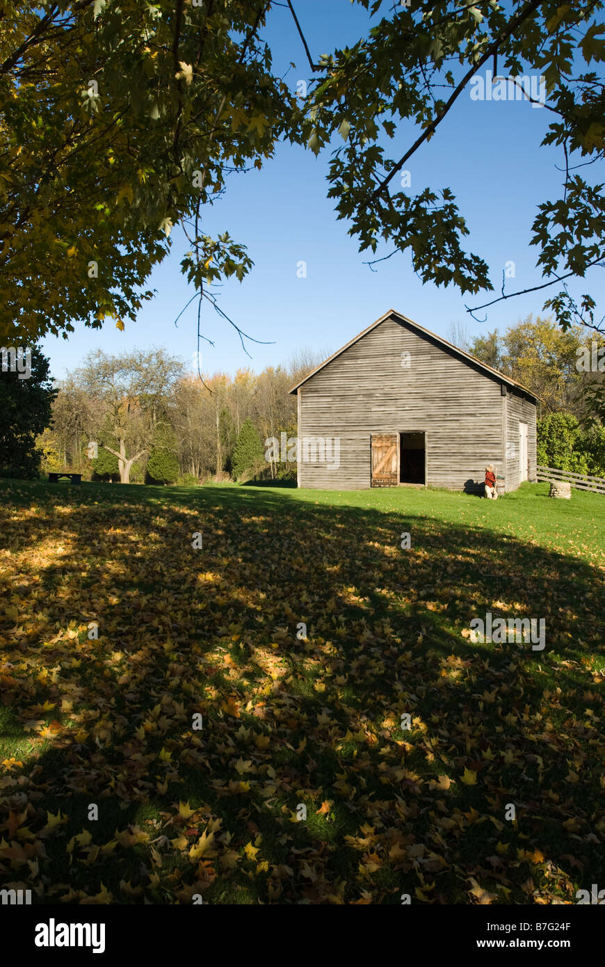 The barn at Walker Tavern, an antebellumera stagecoach tavern in Brooklyn, Michigan, USA Stock