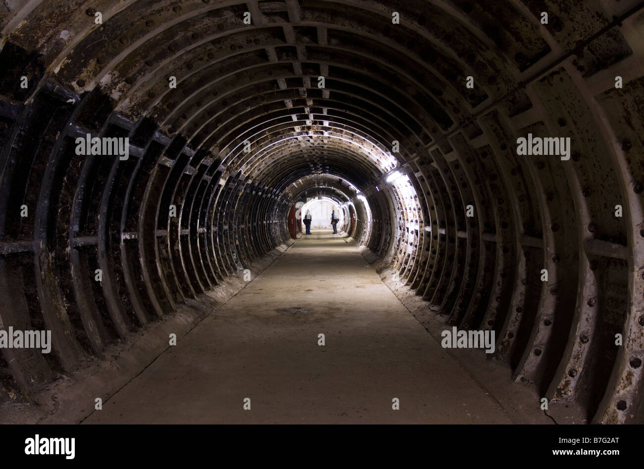 Clapham North Deep-Level WW2 air raid shelter. Stock Photo