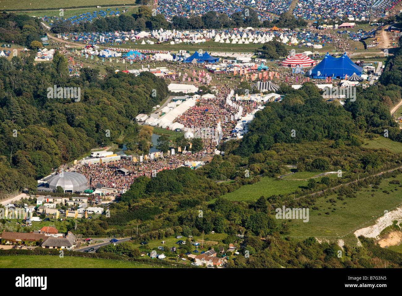 The Bestival from the air, Isle of Wight Stock Photo