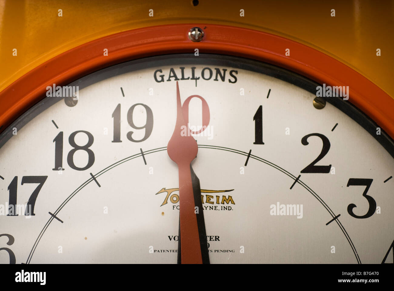 Antique gas pump gauge at the Gilmore Car Museum in Hickory Corners