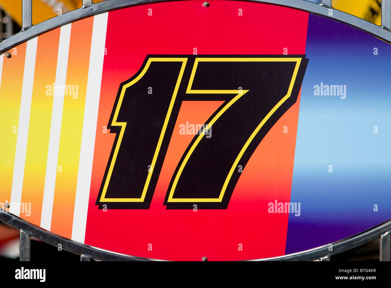 Number 17 in racing ellipse Stock Photo