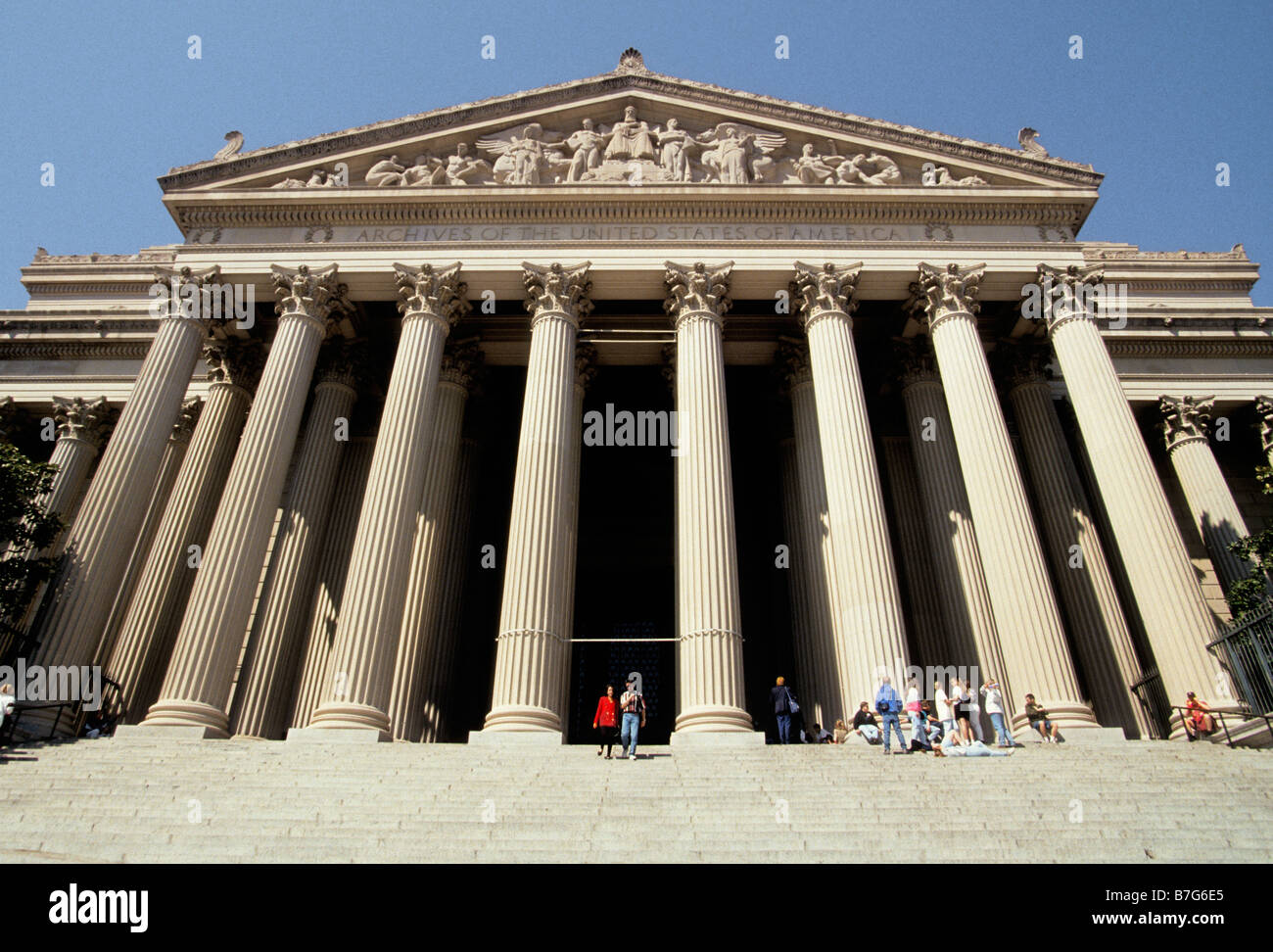 USA Washington DC The National Archives and records administration where the Declaration of Independence and the Bill of Rights are housed. Stock Photo